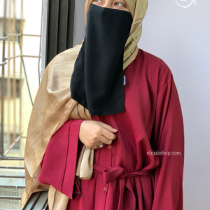 Maroon Turkish Pleats Abaya