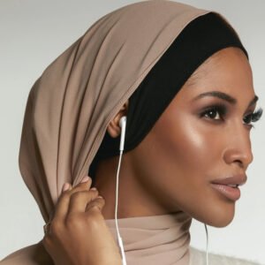 Black Ear Slit Hijab Cap