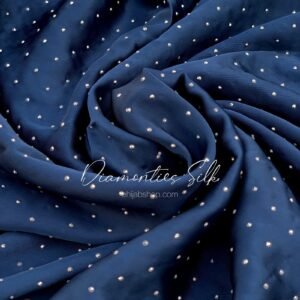Navy - Diamonties Silk